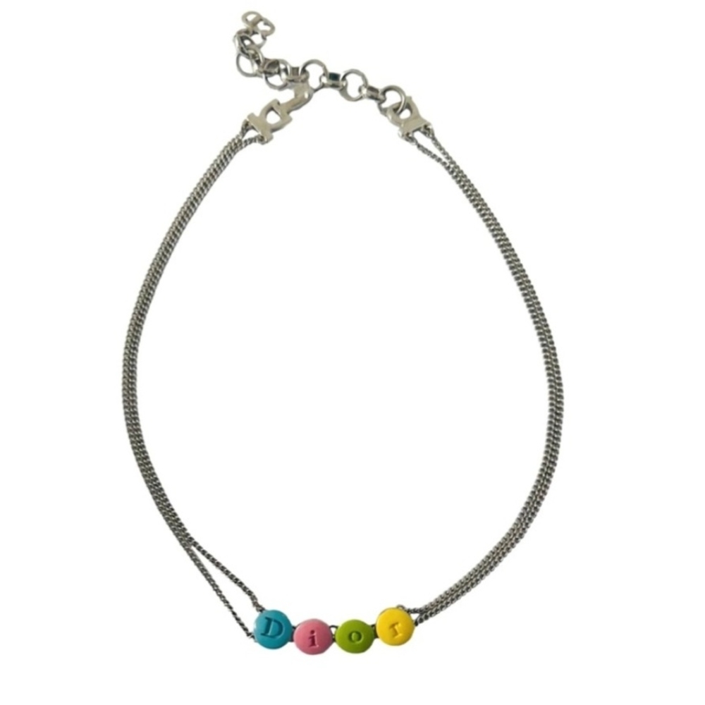 Dior Rare Multicolor Logo Bonbon Candy Choker Necklace